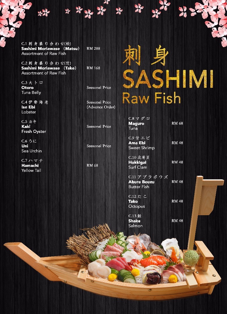sashimi menu